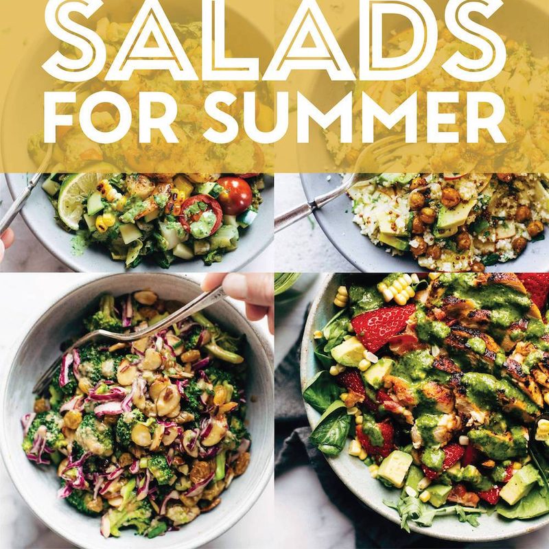 Healthy summer salad recipe collage.