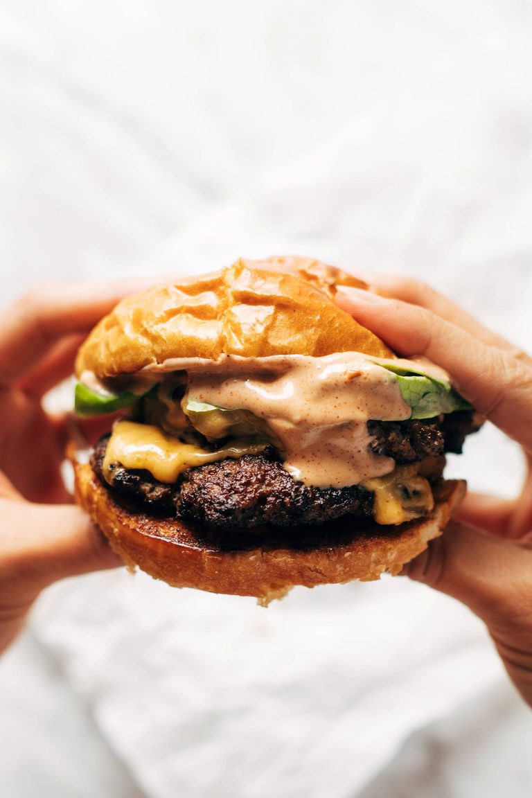 Smash burger with house sauce.