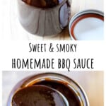 A spoonful of sauce being scooped out of a jar.