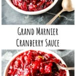homemade cranberry sauce in a white serving dish.