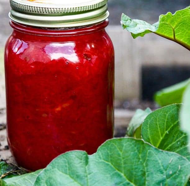 A close up of a jar of jam