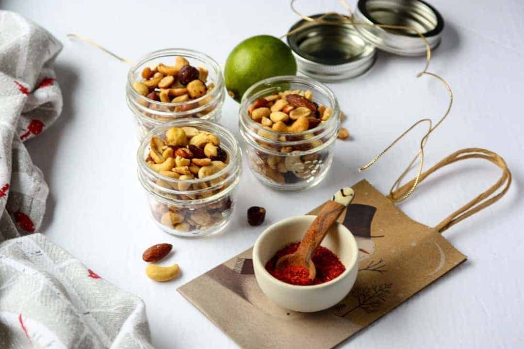 Jars of nuts on a table