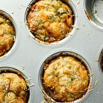 A close up of egg muffins in a pan