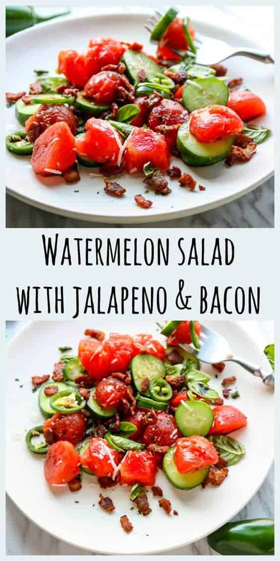 Watermelon Salad with Jalapeno & Bacon