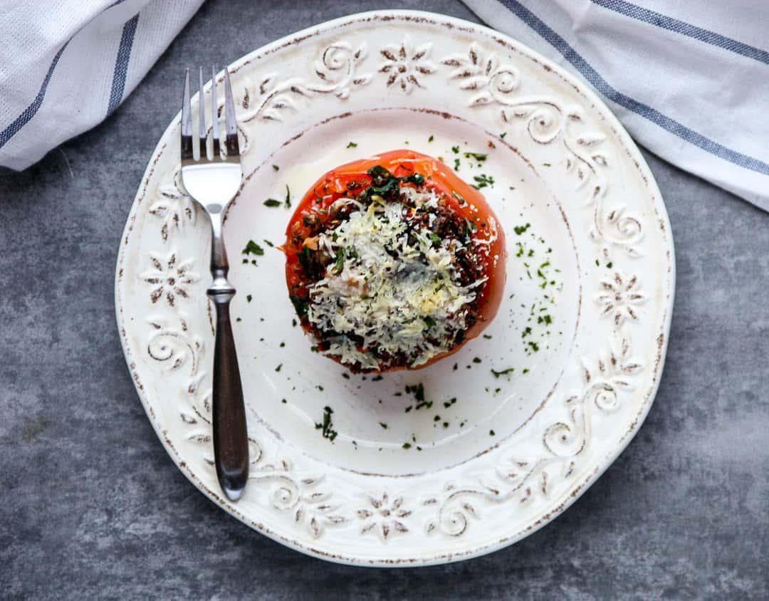 Kale and Quinoa Stuffed Tomatoes