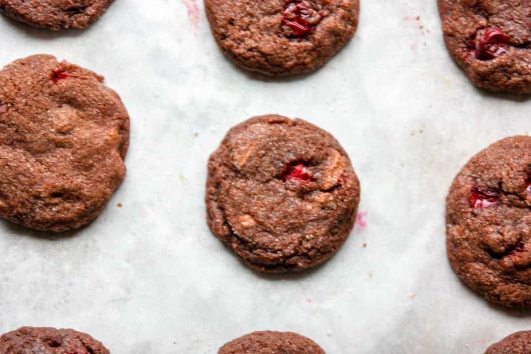 A close up of chocolate cookies