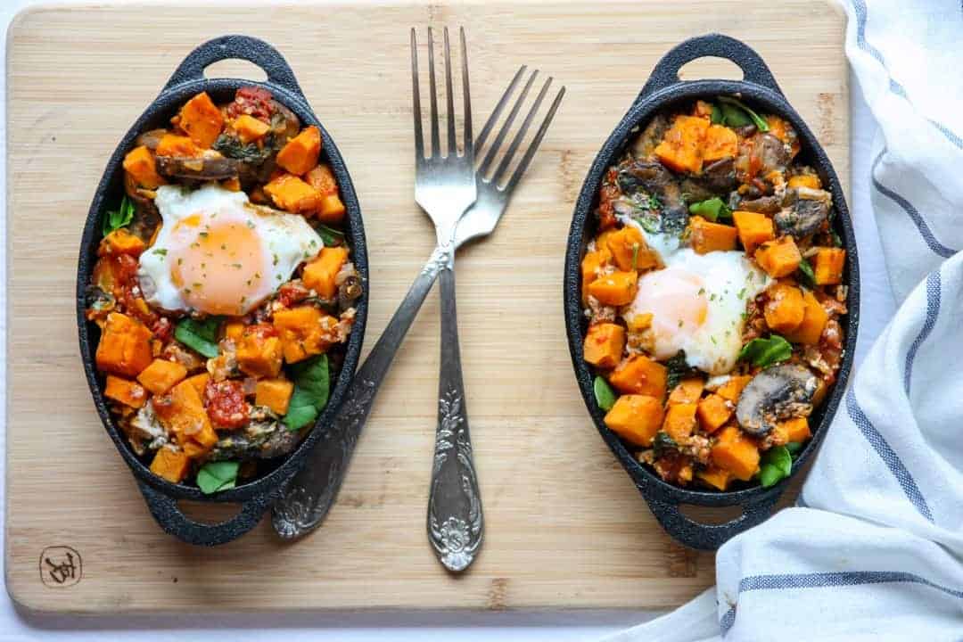 Sweet Potato Mushroom Breakfast Skillet