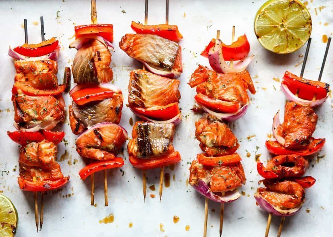 Grilled Salmon Kebabs