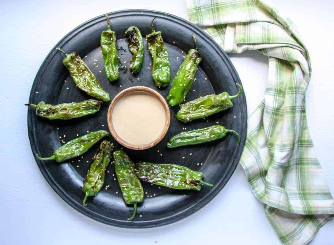Grilled Sesame Shishito Peppers