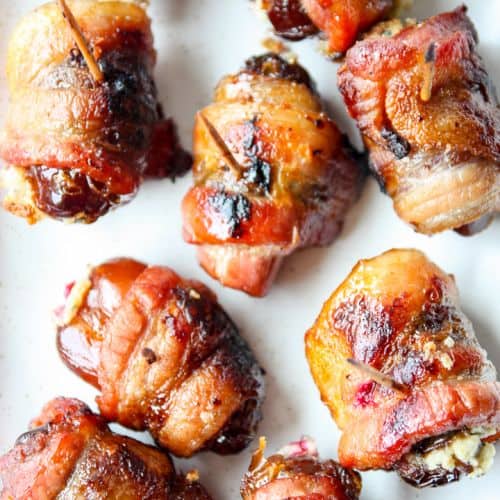 Bacon wrapped dates stuffed with cheese