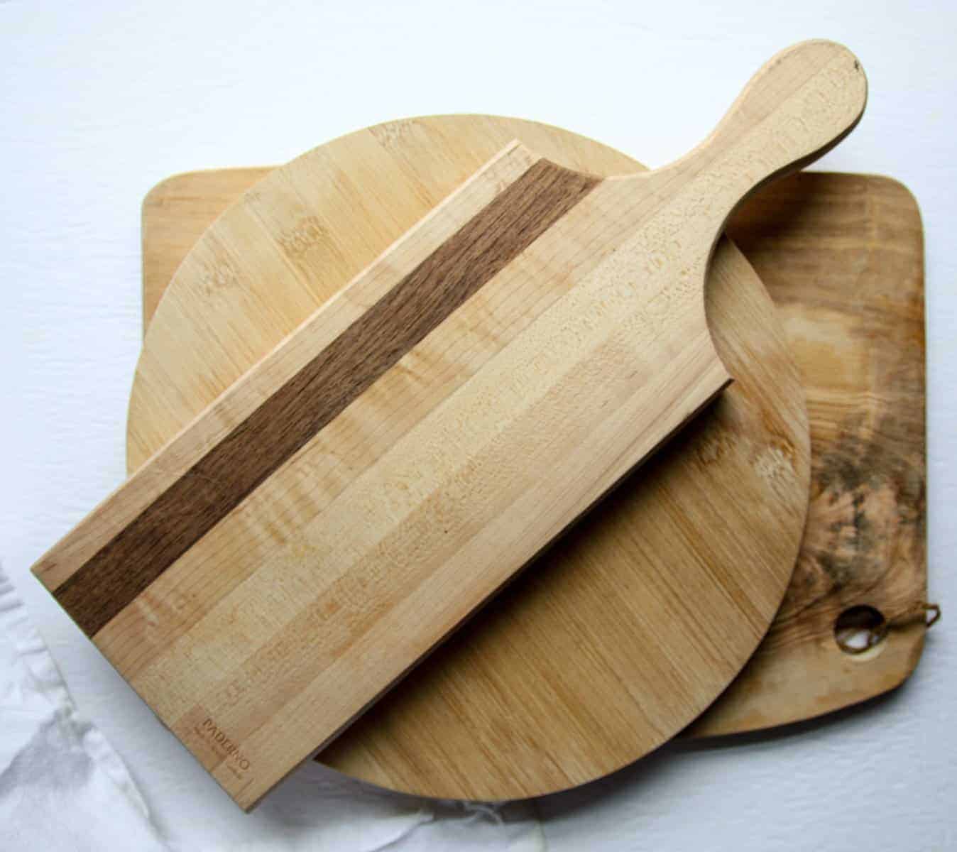 A variety of wooden boards in different shapes and sizes.