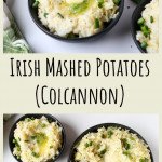 Three black bowls filled with Colcannon