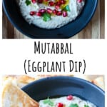 Mutabal dip in a black dish.