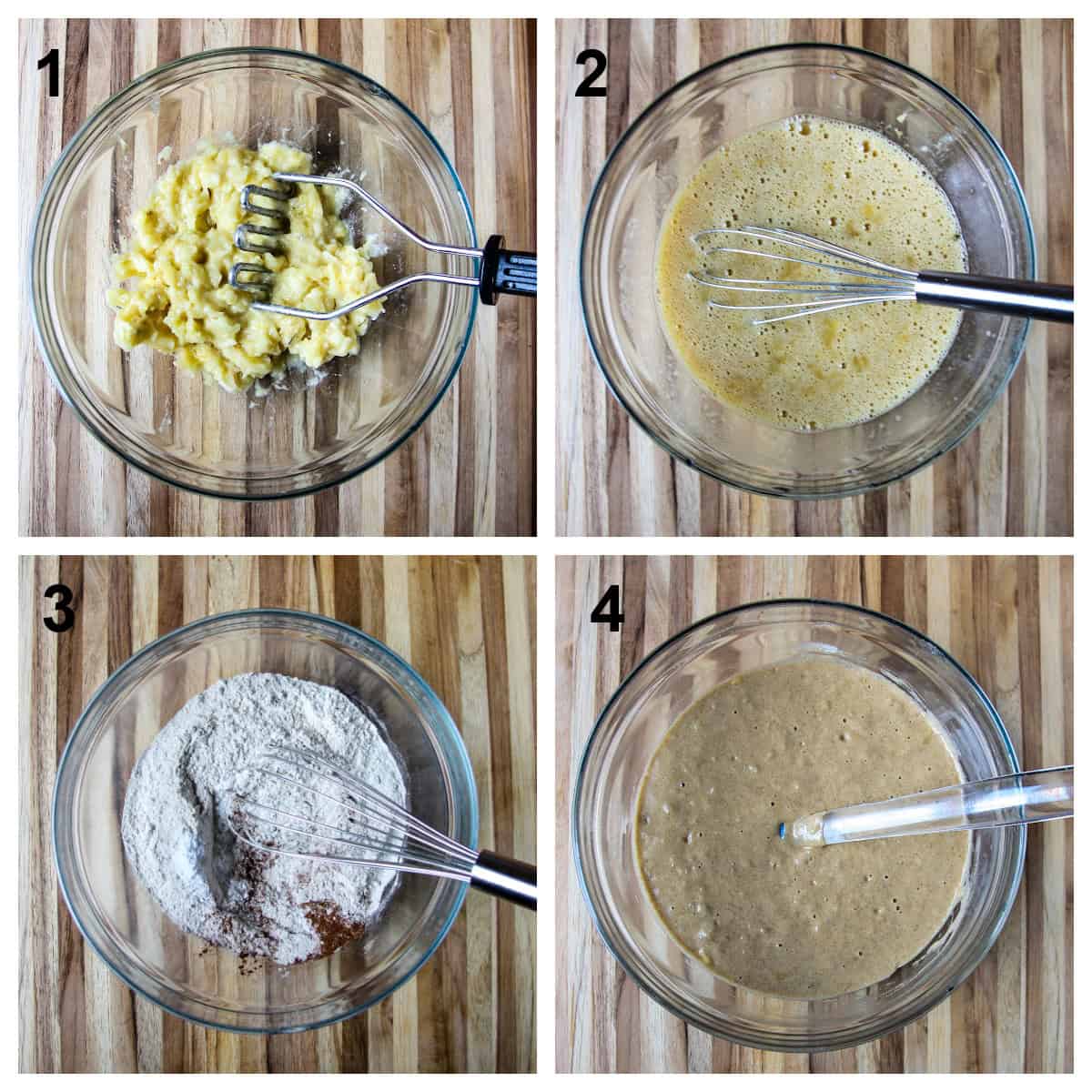 Process shots of the first four steps of the recipe.