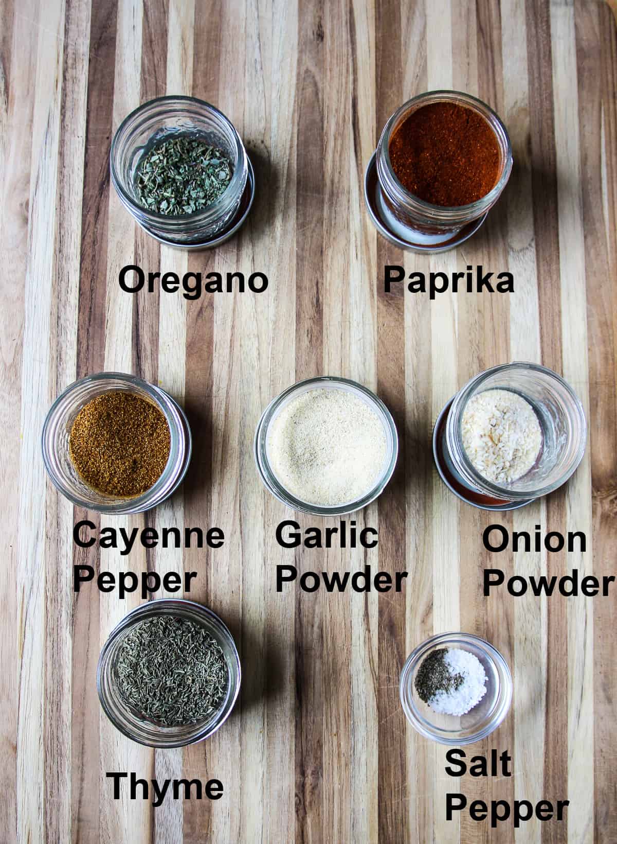 The ingredients for the seasoning blend.