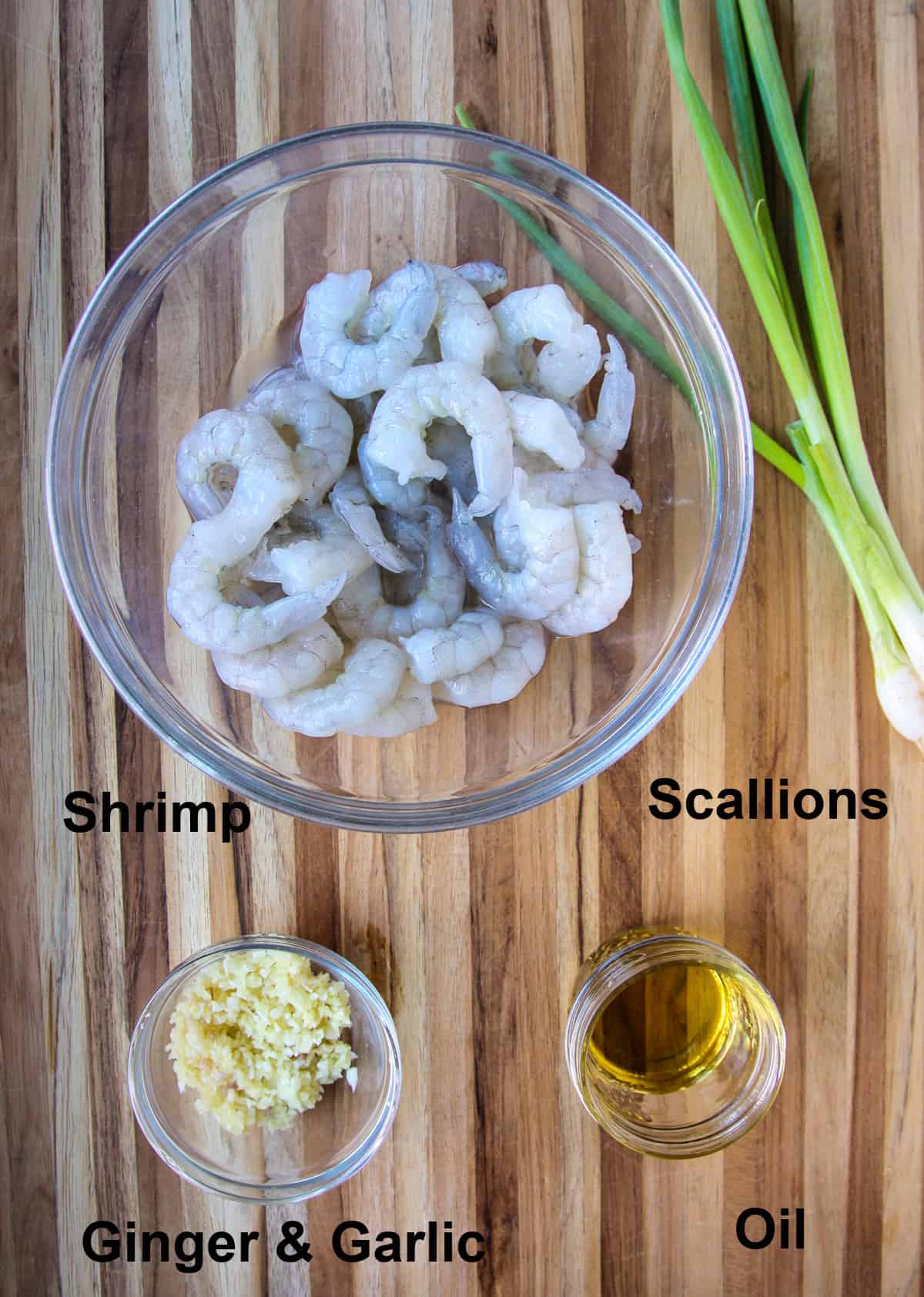 The ingredients to make General Tso Shrimp.