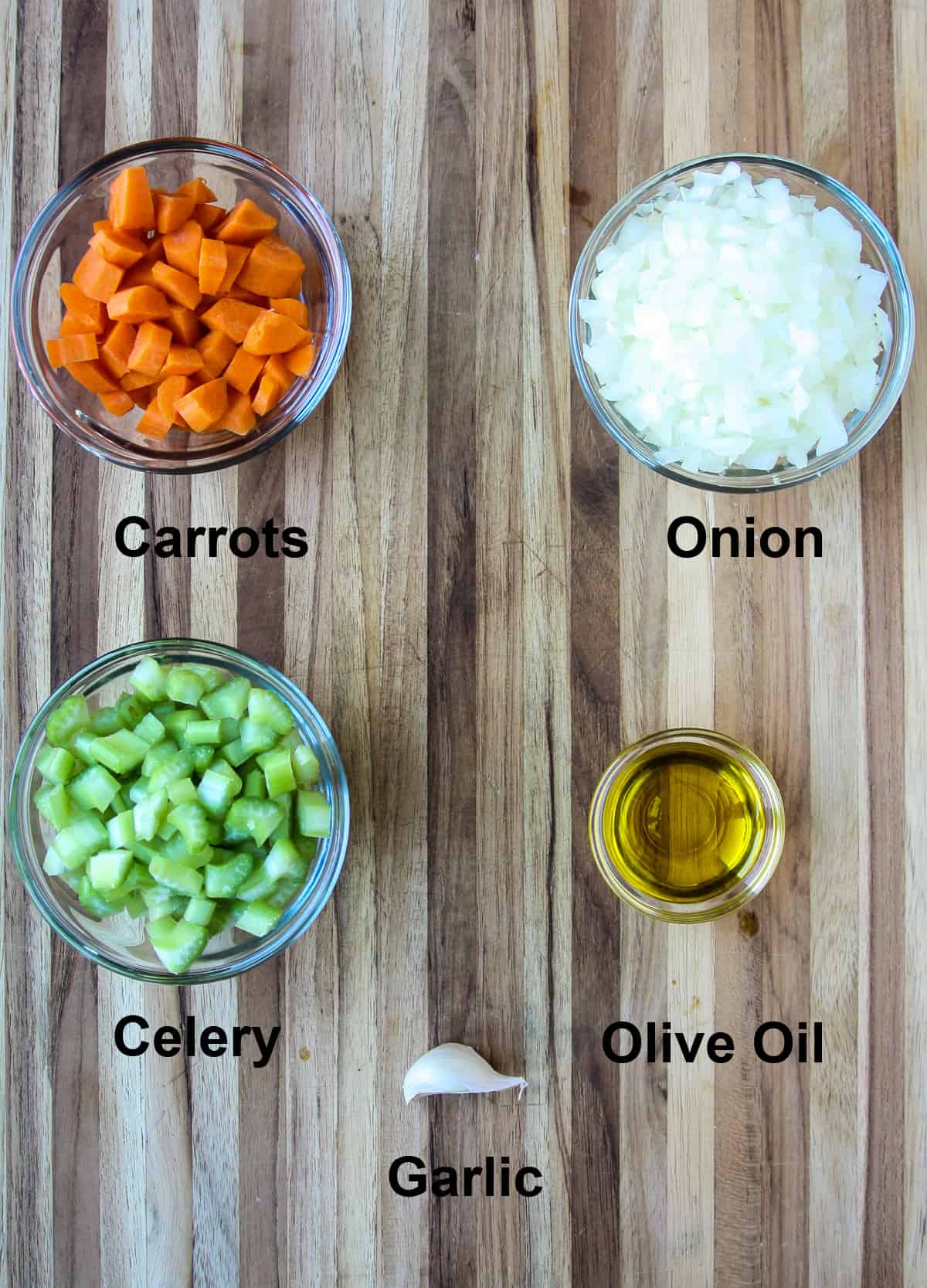 The vegetables to be used in this recipe.