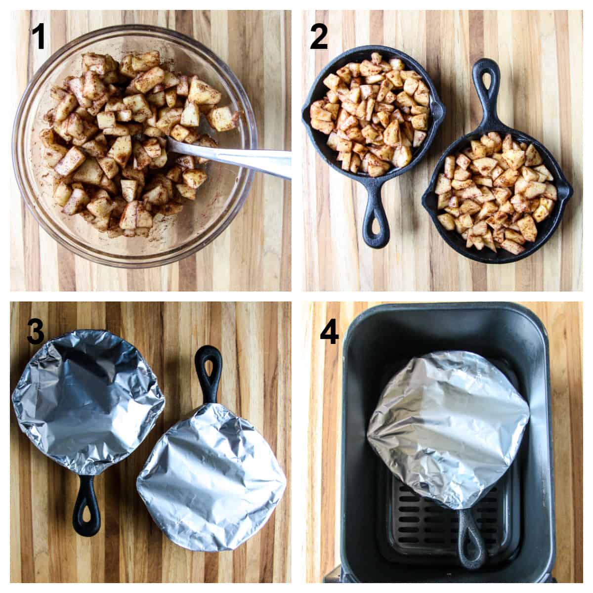 The first four steps for making the recipe.